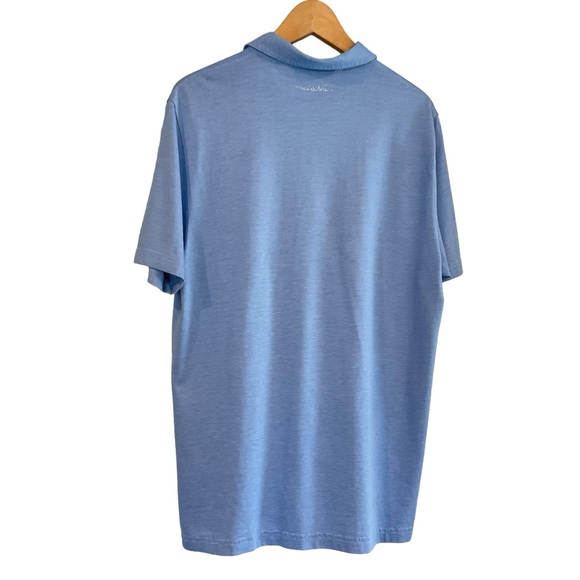 Travis Mathew Golf Polo Men’s L Blue Micro Stripe Pima Performance Short Sleeve - Picture 3 of 11